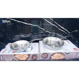 Chảo inox nguyên khối seka sk-6030 cạn lòng size 22cm, 26cm