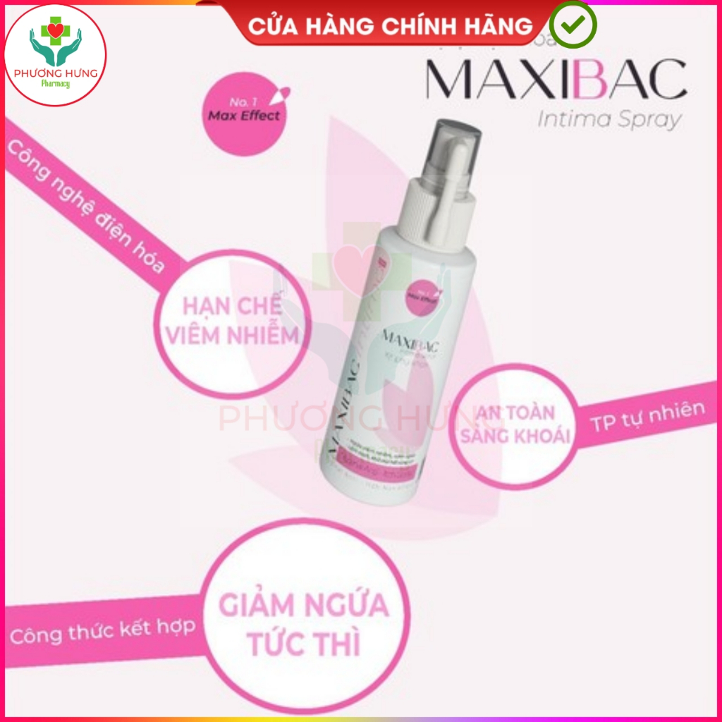 Dung dịch vệ sinh phụ nữ, xịt phụ khoa Maxibac đỡ ngứa tức thì, làm sạch, ngừa nấm ngứa, lộ tuyến, khử mùi- Lọ 100ml
