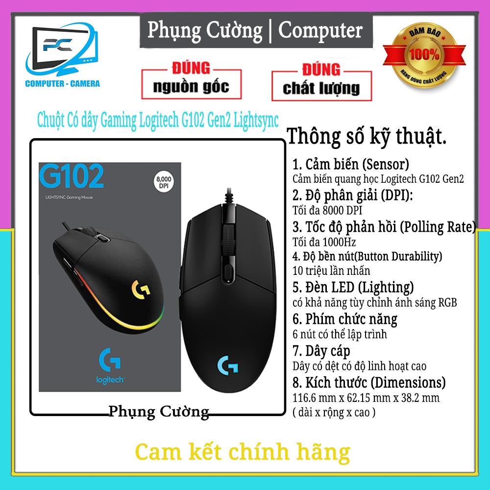Chuột Có dây Gaming Logitech G102 Gen2 Lightsync