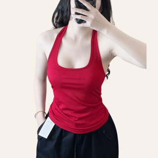 Áo cúp ngực cổ yếm hở lưng gợi cảm, áo cổ U trơn dáng dài màu basic phối đồ gợi cảm sexy (ảnh thật)-AXN58