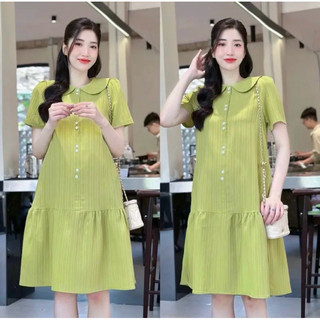 Đầm bầu sơ mi cổ polo thởi trang đũi gân nhẹ mát