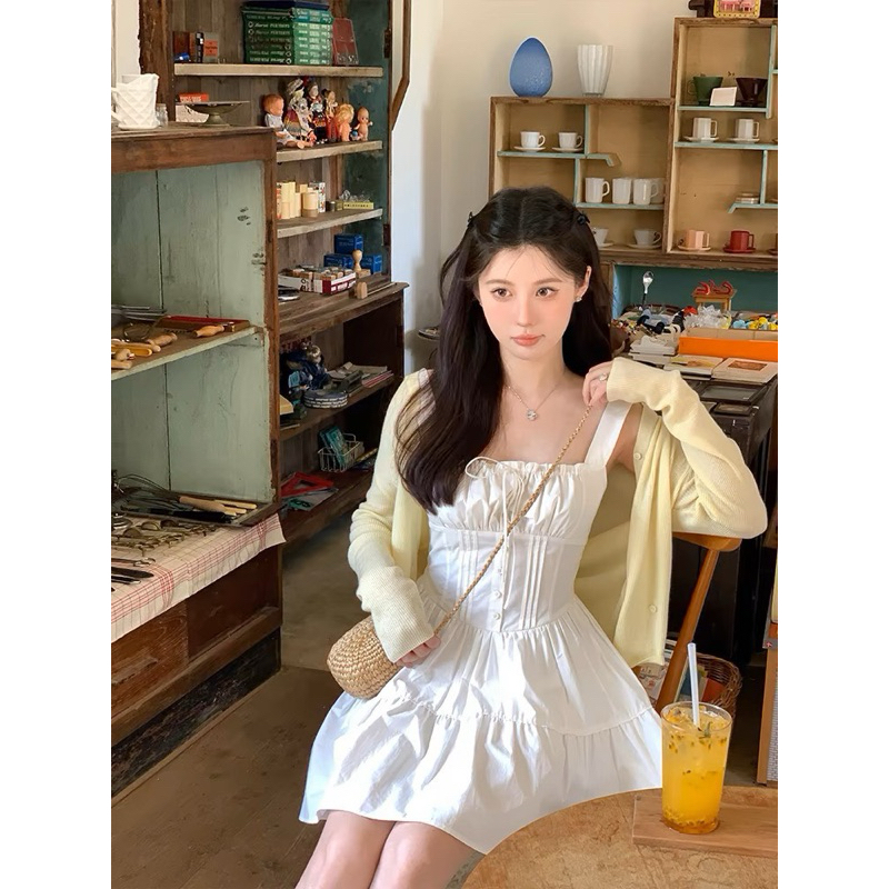 [V1.724] Váy Maxi Thô Trắng Nhúm Eo Ly Ngực Siêu Xinh (kèm ảnh thật) | BigBuy360 - bigbuy360.vn