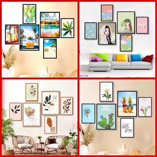 Bộ 6 tranh treo tường, tranh dán tường- SET 6 Tranh Khung FOMEX Decor Phong cách vintage đã có sẵn keo