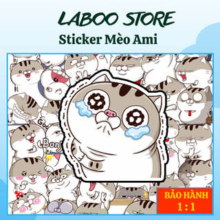 Set 15/30/50 sticker mèo AMI bụng bự đặc biệt siêu dễ thương, hình dán sticker hoạt hình mèo ami cute dán điện thoại