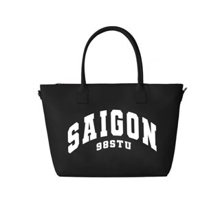 Túi tote 98stu cỡ lớn da pu cao cấp đen tặng kèm dây đeo