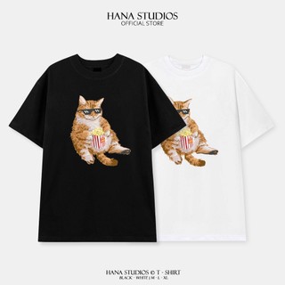 Áo Thun Nam Nữ Form Rộng Cotton Tay Lỡ Unisex , Áo Phông Cổ Tròn Hana Basic Oversize Trend 2024 - Mèo Bỏng Ngô