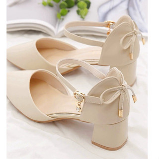 Giày Cao Gót 5p Đế Vuông Bít Mũi Nơ Xinh 5p Mã c20