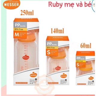Giá tốt bình sữa wesser cổ hẹp nhựa pp kháng khuẩn 60ml/140ml/250ml