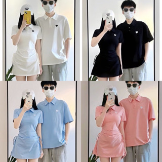 💕  SET ÁO VÁY ĐÔI PHỐI TYM CỔ POLO DÂY RÚT HAI BÊN HÔNG - YH Couple shop 💞