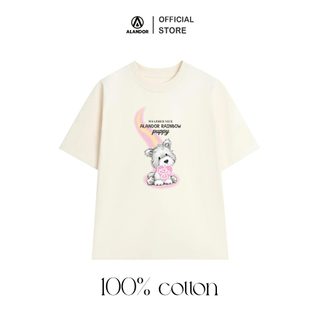 Áo thun nữ Alandor local brand chính hãng oversize 100% cotton mẫu Puppy