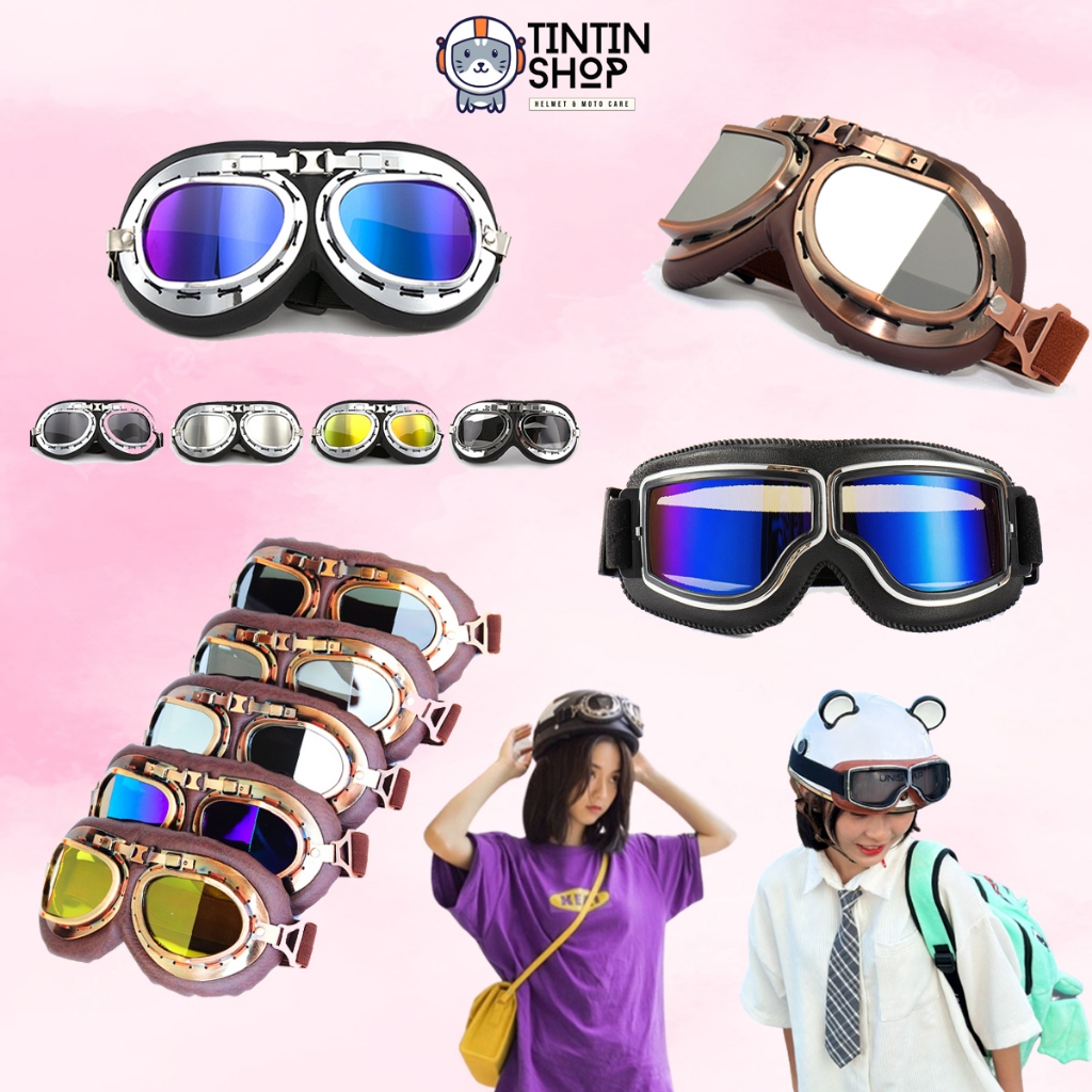 Kính Phi Công Gắn Mũ Bảo Hiểm, Kính UV, Kính Flat Cực Xin Chống Gió, Bụi, Trang Trí Mũ Kute