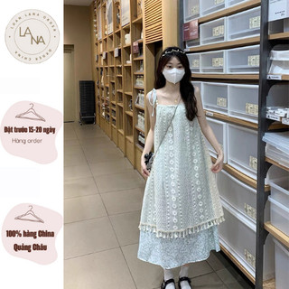 Váy 2 dây hoa phối lưới 2 lớp