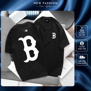 Áo phông , Áo thun nam nữ MLB chữ B in nhiệt cao cấp 2 màu trắng đen chất liệu cotton co dãn tốt
