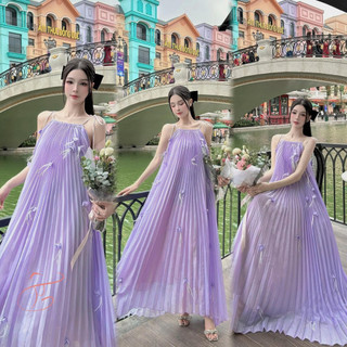 Váy maxi dài dập ly 3 màu mellystore váy đi biển chất liệu cao cấp nhiều màu đẹp quyến rũ ,sang trọng
