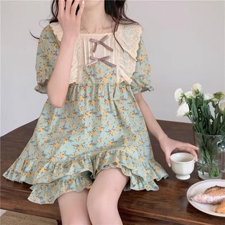 Set bộ ngủ hoa nhí xanh ngắn tay - SN7