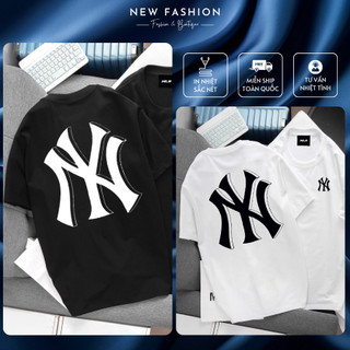 Áo phông , Áo thun nam nữ MLB chữ NY in 3d in nhiệt cao cấp 2 màu trắng đen chất liệu cotton co dãn tốt