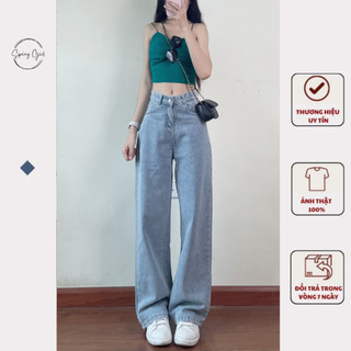 Quần jeans nữ cạp cao ống đứng màu vintage dài 100cm Spring Quan7562/P8K8