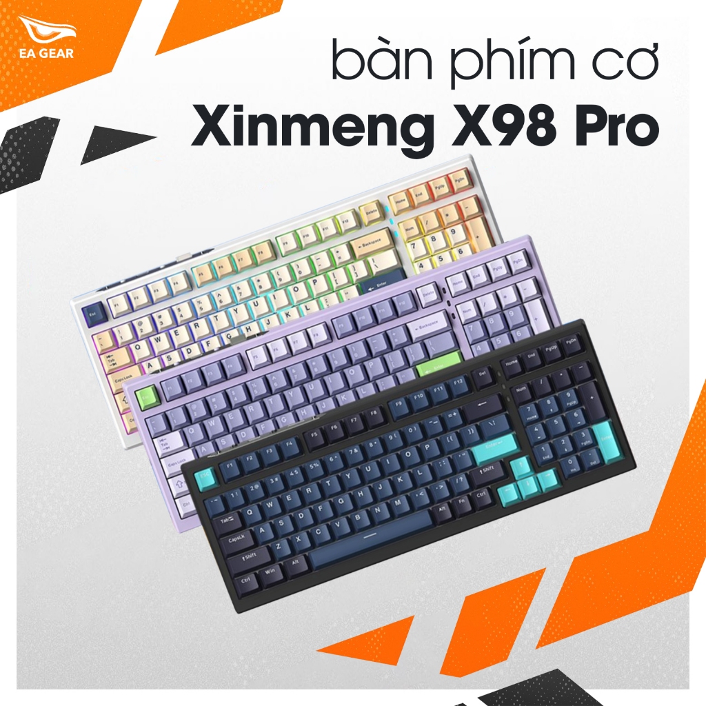 Bàn phím cơ Xinmeng X98 Pro mạch xuôi, 3 modes, hotswap, RGB - EA Gear