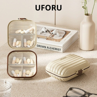 Hộp đựng thuốc mini Uforu màu nâu sữa, để thuốc 7 ngày, chống khí 3 lớp an toàn tiện lợi, dễ mang theo bên người UF2234