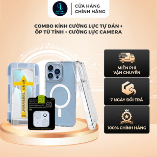 Combo Kính cường lực ip full màn tự dán+ Ốp lưng từ tính+  Kính cường lực camera IP