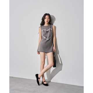 Đầm Suông Cổ Tròn Viền Trái Tim Bằng Ren - Tiểu Thư, Sang Trọng - Monstier Rien Rien  Mini Dress 🎠🥐🧺⛲️