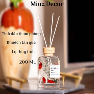 Tinh dầu thơm phòng khuếch tán cắm que aroma nắp gỗ hoa khô hương tự nhiên