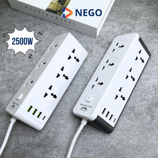 Ổ cắm điện đa năng 3000W Nego vỏ nhựa PC chống cháy chống giật có Usb và Type C 10W tiện lợi dây dài 1.8-2.8M OD14E