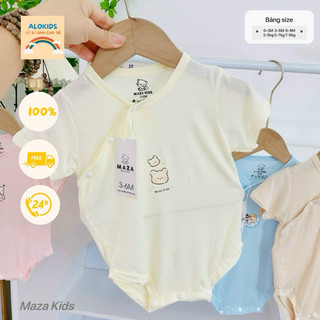 Bodysuit body chip cộc Maza cho bé trai bé gái sơ sinh từ 0-9 tháng chất petit mềm mại thấm hút mồ hôi co dãn tốt