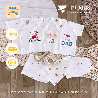 Bộ cộc tay thun lạnh bé trai bé gái sơ sinh từ 0-9 tháng chất vải mềm mịn mát co dãn 4 chiều