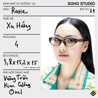 Gọng kính ROSIE Soho Studio form mắt mèo unisex thiết kế bo mềm góc cạnh cá tính chống UV ánh sáng xanh