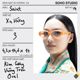  3 MÀU: Kính mát SAINT Soho Studio form oval vát cá tính chống UV hợp mọi mặt
