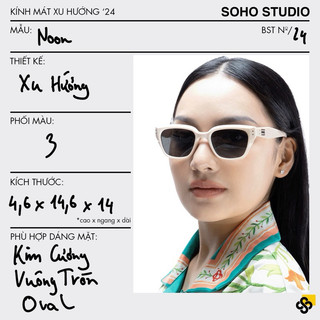  3 MÀU: Kính mát NOON Soho Studio form vuông vát mắt mèo che phủ tốt, thon gọn mặt