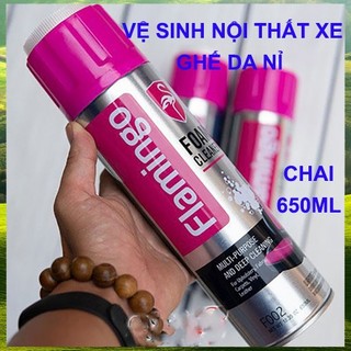  Chai vệ sinh nội thất oto, ghế da, trần nỉ ô tô dạng bọt Flamingo F002 650ml
