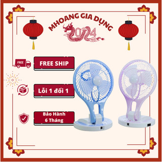 Quạt sạc tích điện gấp gọn, Quạt tích điện mini kèm đèn led với 2 chế độ quạt, 2 chế độ đèn kết hợp