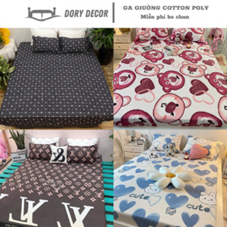 Ga nệm ga trải giường cotton poly m2 m6 m8 - drap giường bo chun sẵn miễn phí Ga mùa hè mùa đông