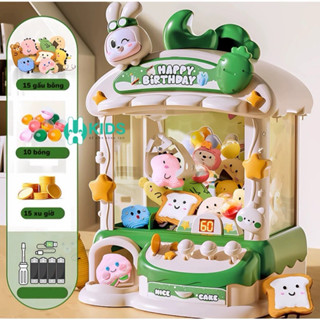 Đồ chơi máy gắp thú bông mini cỡ lớn thỏ tinh nghịch mới nhất 2024 tặng nhiều gấu bóng xu đếm giờ,có đèn nhạc cho bé