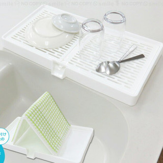 Khay úp ly đa năng có khay hứng gập lại Towa Nhật Bản 23.7x42.8x3.5cm nhựa PP chịu nhiệt, an toàn sức khỏe
