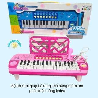 Đàn piano kèm míc cho bé, đồ choi đàn piano cho bé có đèn nhạc và micro chuẩn âm