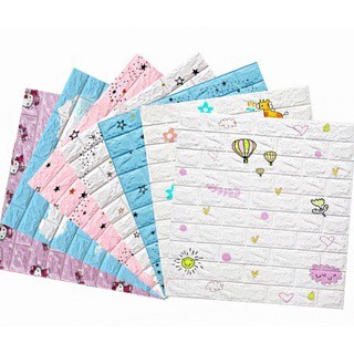 Xốp Dán Tường 3D  KT 70x77cm Chống Ẩm Giá Rẻ hoạt hình mẫu mới 2025