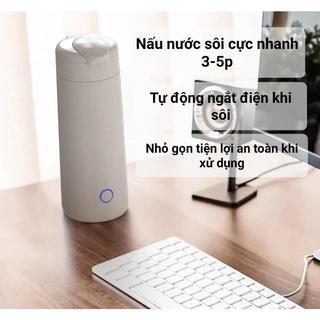 Ấm siêu tốc Mini Tự ngắt khi sôi 420ml, Bình siêu tốc kiêm giữ nhiệt 2-3h, đun sôi, giấu dây tiện lợi, pha sữa, pha trà