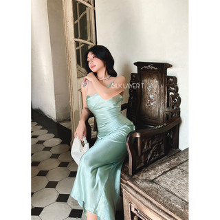 Đầm cổ đổ lệch dáng dài hai dây by SILK LAYER T.