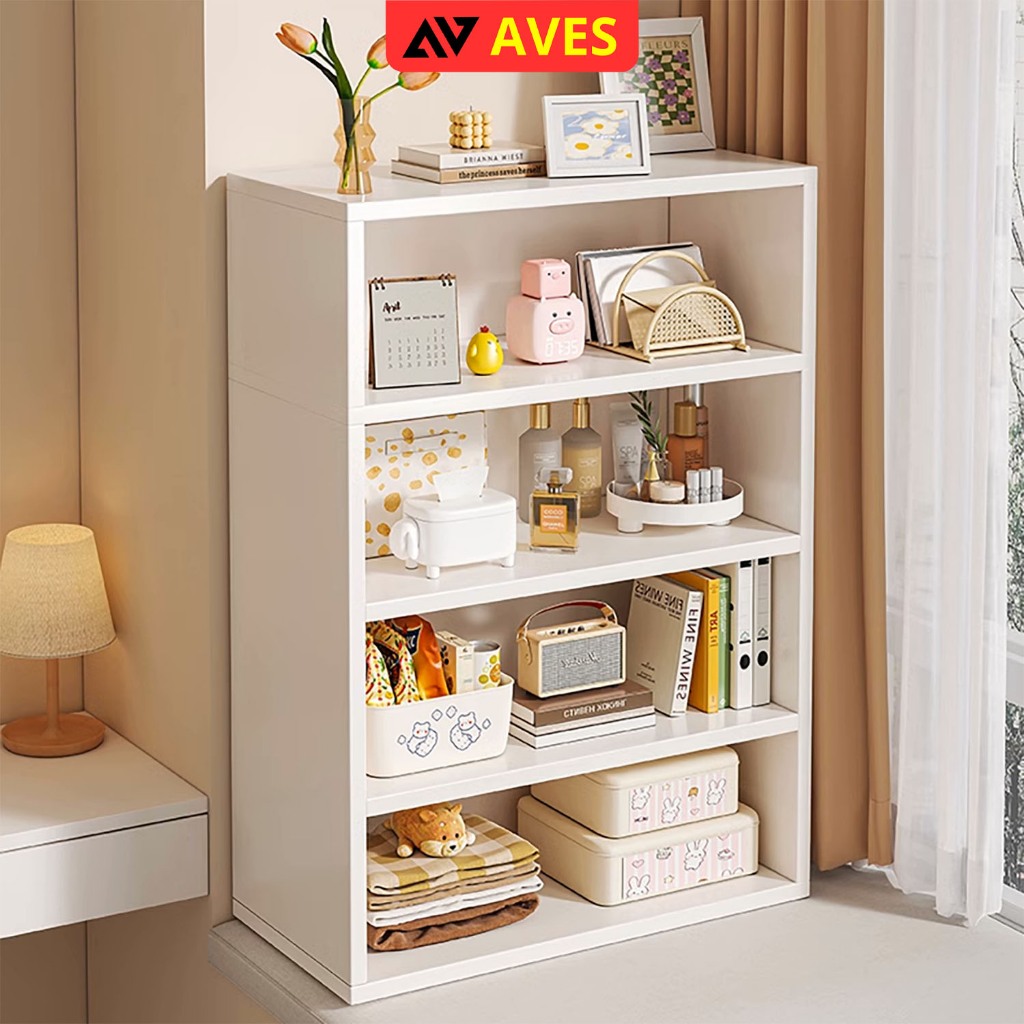 Kệ sách đa năng chất liệu gỗ MDF màu full trắng decor góc làm việc cực đẹp thương hiệu AVES - GA30