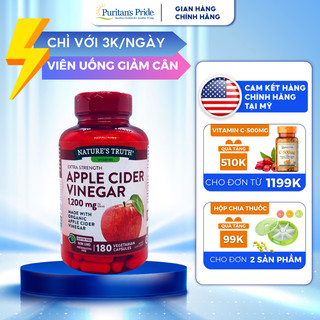 Viên uống hỗ trợ giảm cân giấm táo ACV Nature’s Truth Apple Cider Vinegar 1200mg 180v của Mỹ giảm cân an toàn