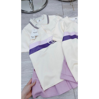 SET ÁO GG VẠCH TÍM CHÂN VÁY XOÈ