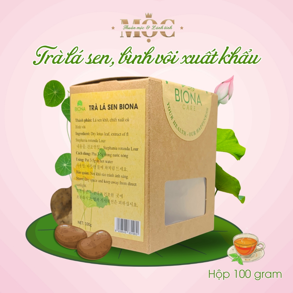 Trà thảo mộc lá sen Biona chính hãng cao cấp xuất khẩu Hàn Quốc giúp ngủ ngon giảm cân hiệu quả 100g