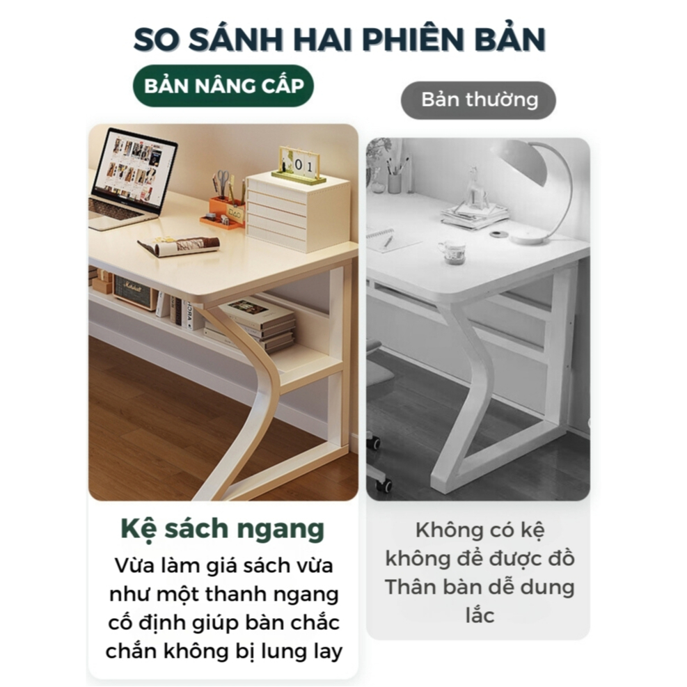 Bàn gaming làm việc tại nhà văn phòng kèm kệ lửng NỘI THẤT Q86 mặt gỗ 1m2, 1m4 chân sắt 4x4cm sơn tĩnh điện | BigBuy360 - bigbuy360.vn