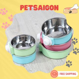 Tô ăn inox đơn gắn chuồng cho chó mèo