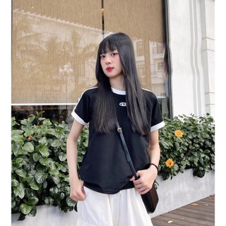 Áo Thun Babytee Phối Sọc In Chữ D Fit Dáng Phong Cách Thời Trang M888