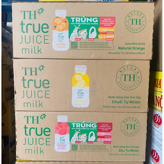Thùng 24 chai nước uống sữa trái cây th true juice milk 300ml đủ vị