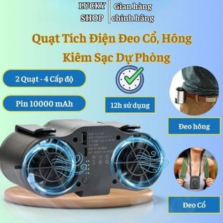 Quạt đeo thắt lưng di động, Quạt đeo cổ tiện dụng dễ dàng mang đi làm đi học ngoài trời không sợ nóng, Quạt đeo hông